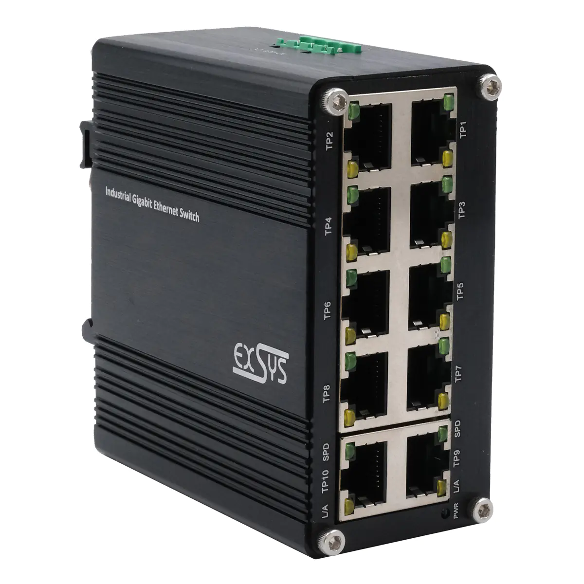 Exsys Switch 10Port Industrie Ethernet 10x10/100/1000Tx 12-48VDC - Switch - 10-Port