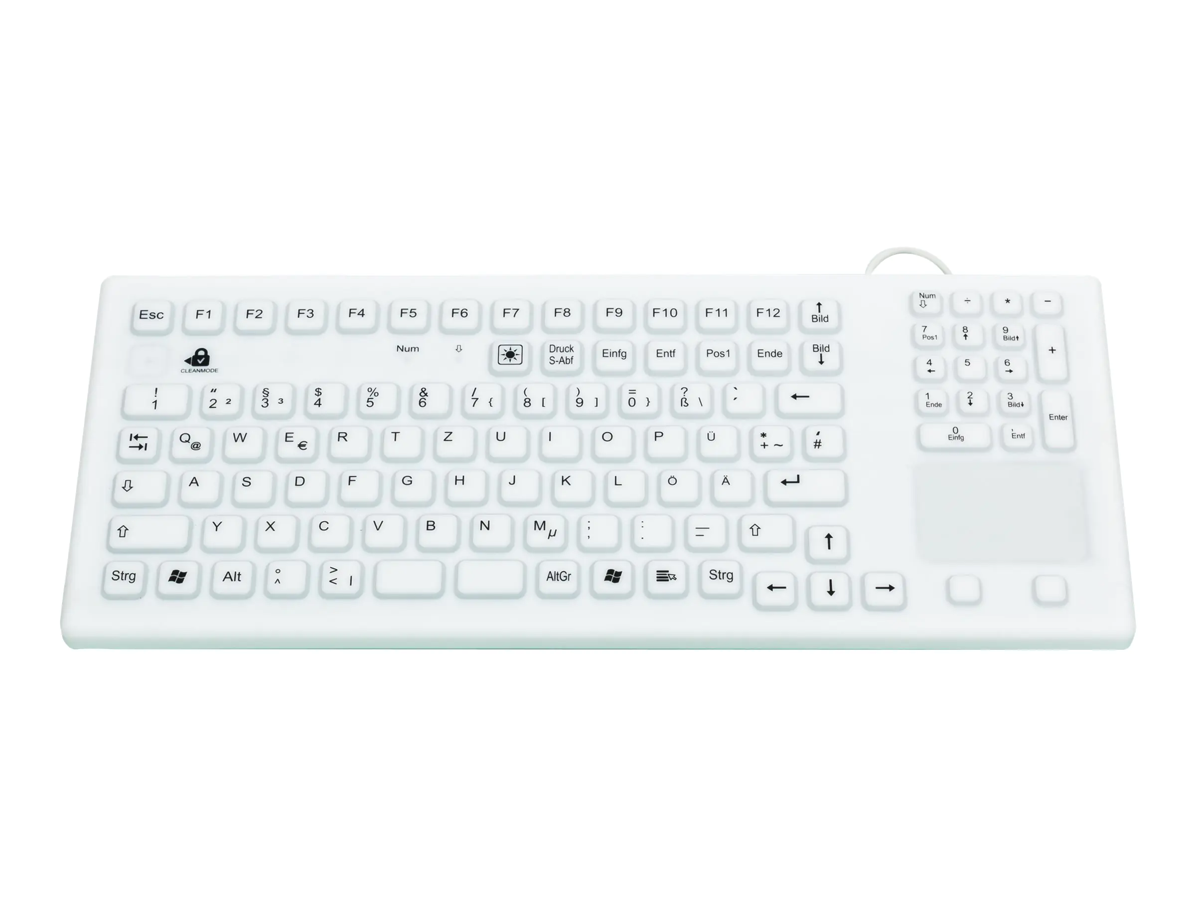 InduKey TKG-107-TOUCH - Tastatur - mit Touchpad - USB - Deutsch - weiß
