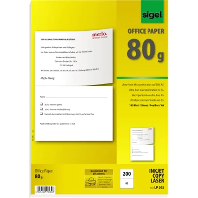 SIGEL Kopierpapier LP202 A4 querperforiert auf A5 100 Bl./Pack. SIGEL Kopierpapier LP202 A4 querperforiert auf A5 100 Bl./Pack.