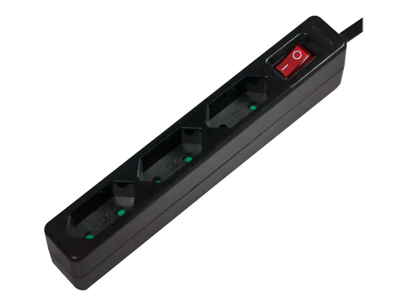LogiLink - Slim - Steckdosenleiste - Wechselstrom 250 V - 1700 Watt - Ausgangsanschlüsse: 3 (3 x Eurostecker) - 1.5 m Schnur - Schwarz