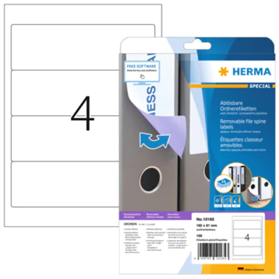 HERMA Ordneretikett Movables 10165 192x61mm sk weiß 100 St./Pack. HERMA Ordneretikett Movables 10165 192x61mm sk weiß 100 St./Pack.