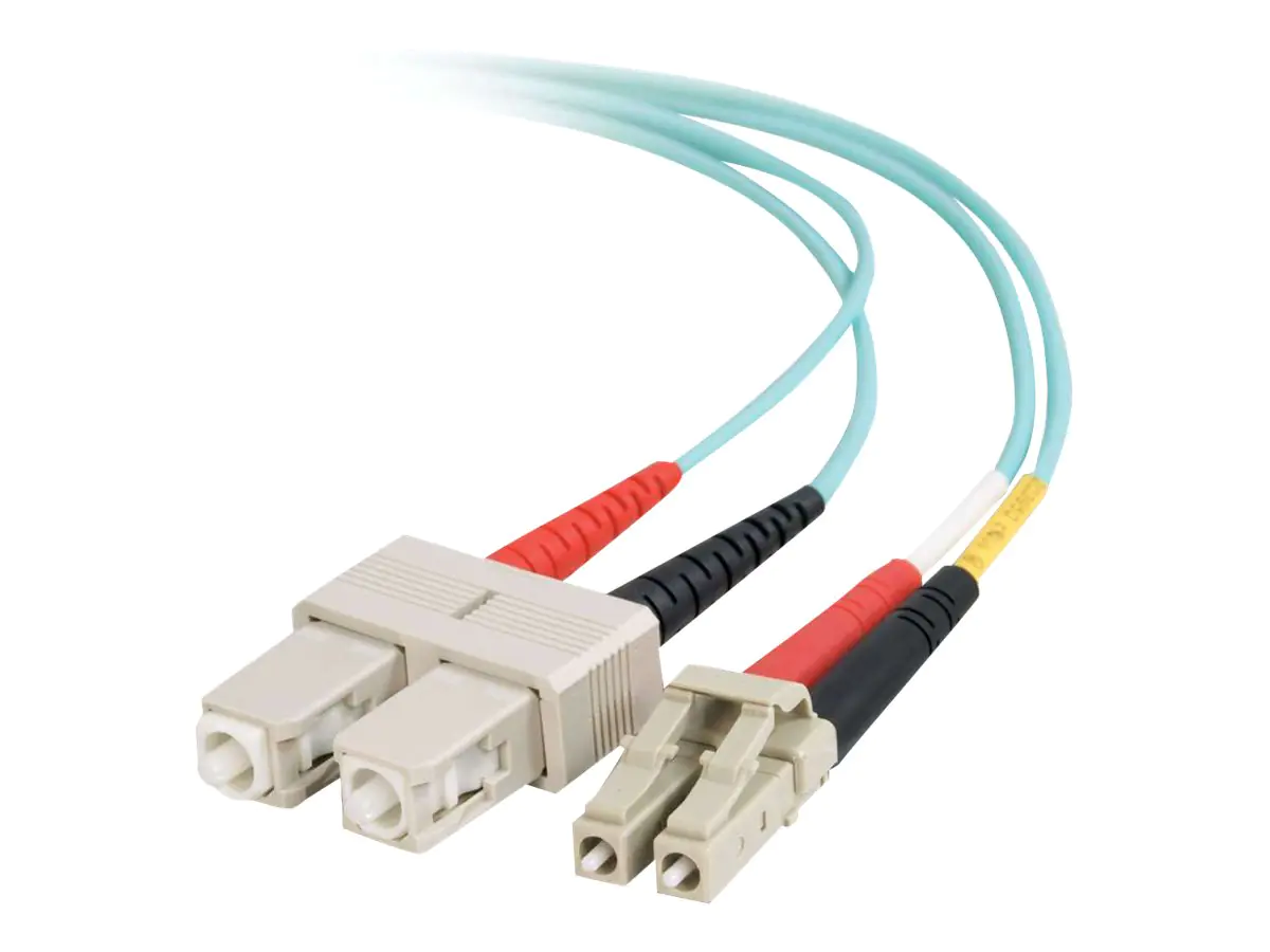 C2G LC-SC 10Gb 50/125 OM3 Duplex Multimode PVC Fiber Optic Cable (LSZH) - Netzwerkkabel - SC multi-mode (M) zu LC Multi-Mode (M) - 7 m - Glasfaser - Duplex - 50/125 Mikrometer - OM3 - halogenfrei - Aquamarin