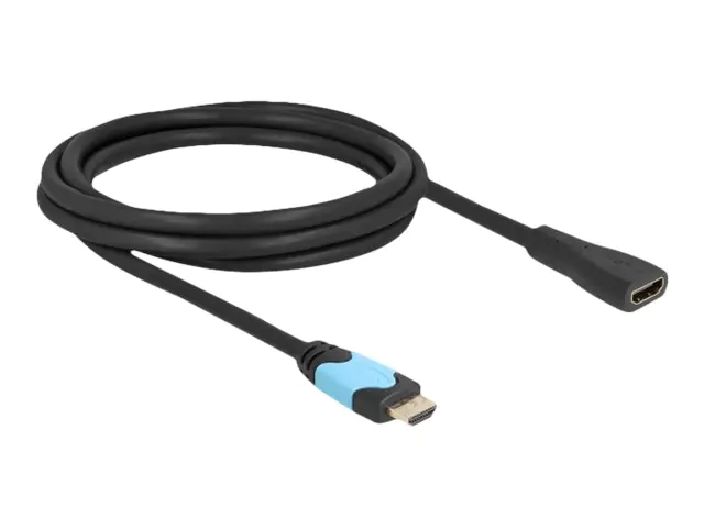 Delock - Highspeed - HDMI-Verlängerungskabel - HDMI weiblich zu HDMI männlich - 2 m - Dreifachisolierung - Schwarz, Türkis - Support von 8K 60 Hz, bis zu 48 Gbps Datentransferrate