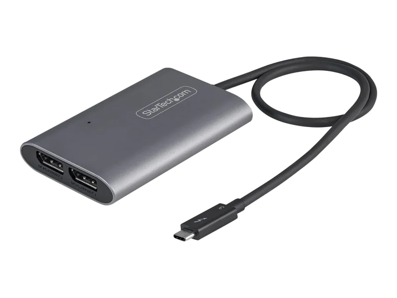 StarTech Thunderbolt 3 auf Dual DisplayPort Adapter DP 1.4 - Dual 4K 60Hz oder Single 8K/5K TB3 zu DP Adapter - Mac/Windows - USB/DisplayPort-Adapter - 24 pin USB-C (M) zu DisplayPort (W) - Thunderbolt 3 / DisplayPort 1.4 - 46 cm - 8K Unterstützung - Silb