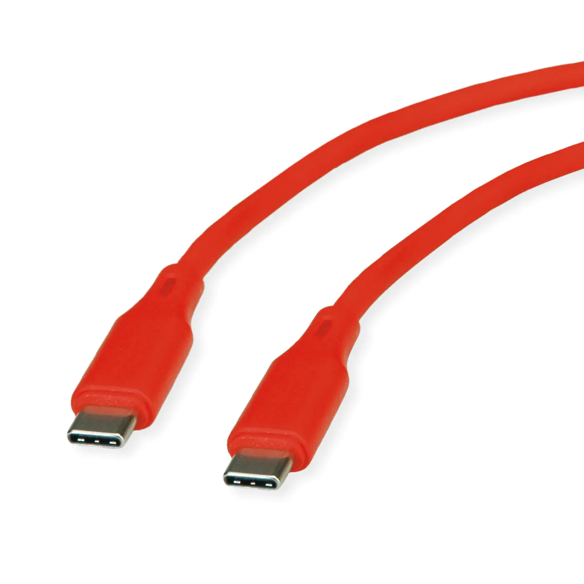 ROLINE USB 2.0 Kabel C-C ST/ST Silikon 60W 1m Rot - Kabel - Digital/Daten