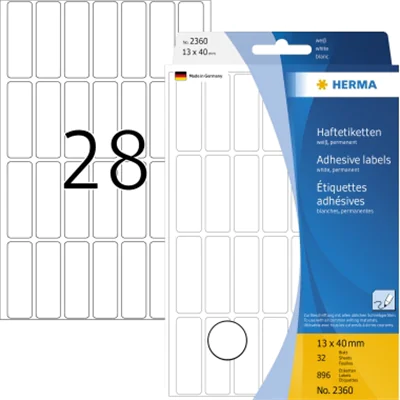 HERMA Vielzwecketikett 2360 13x40mm Papier weiß 896 St./Pack. HERMA Vielzwecketikett 2360 13x40mm Papier weiß 896 St./Pack.