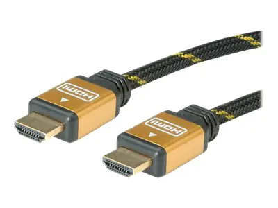 Roline Gold HDMI High Speed Cable with Ethernet - HDMI-Kabel mit Ethernet - HDMI männlich zu HDMI männlich - 10 m - Doppelisolierung - Schwarz, Gold