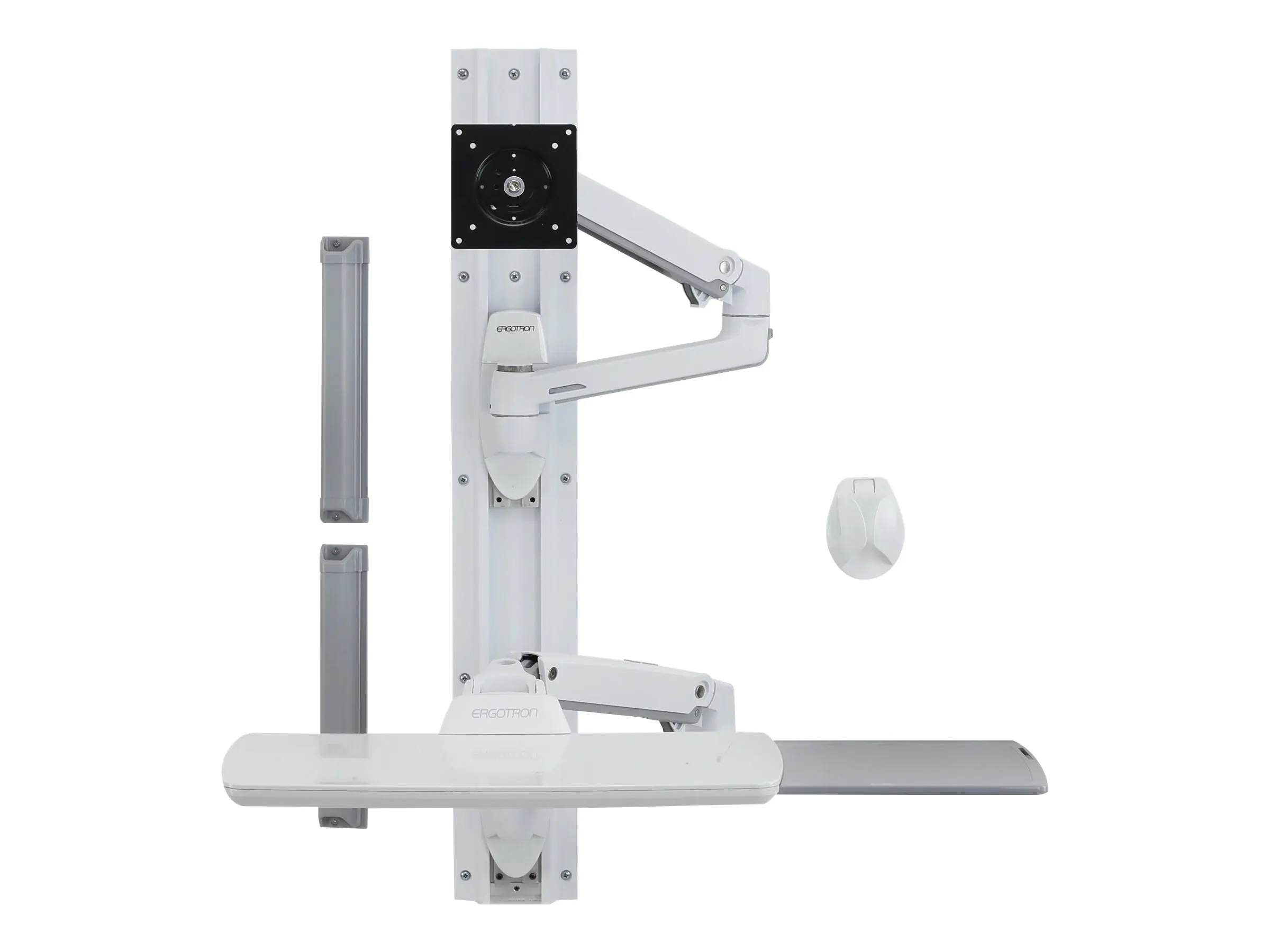 Ergotron LX Wall Mount System - Befestigungskit (Wandarm, Maushalterung, Tastaturarm, Handgelenkkissen) für LCD-Display / PC-Ausrüstung - Polished Aluminum - weiß - Bildschirmgröße: bis zu 81,3 cm (bis zu 32 Zoll) - Wandmontage