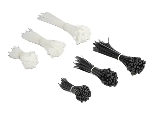 Delock Cable tie assortment box 600 pieces - Kabelbinder-Kit - Schwarz, weiß