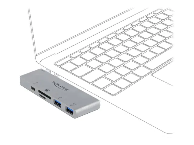 Delock 3 Port Hub and 2 Slot Card Reader for MacBook - 64078