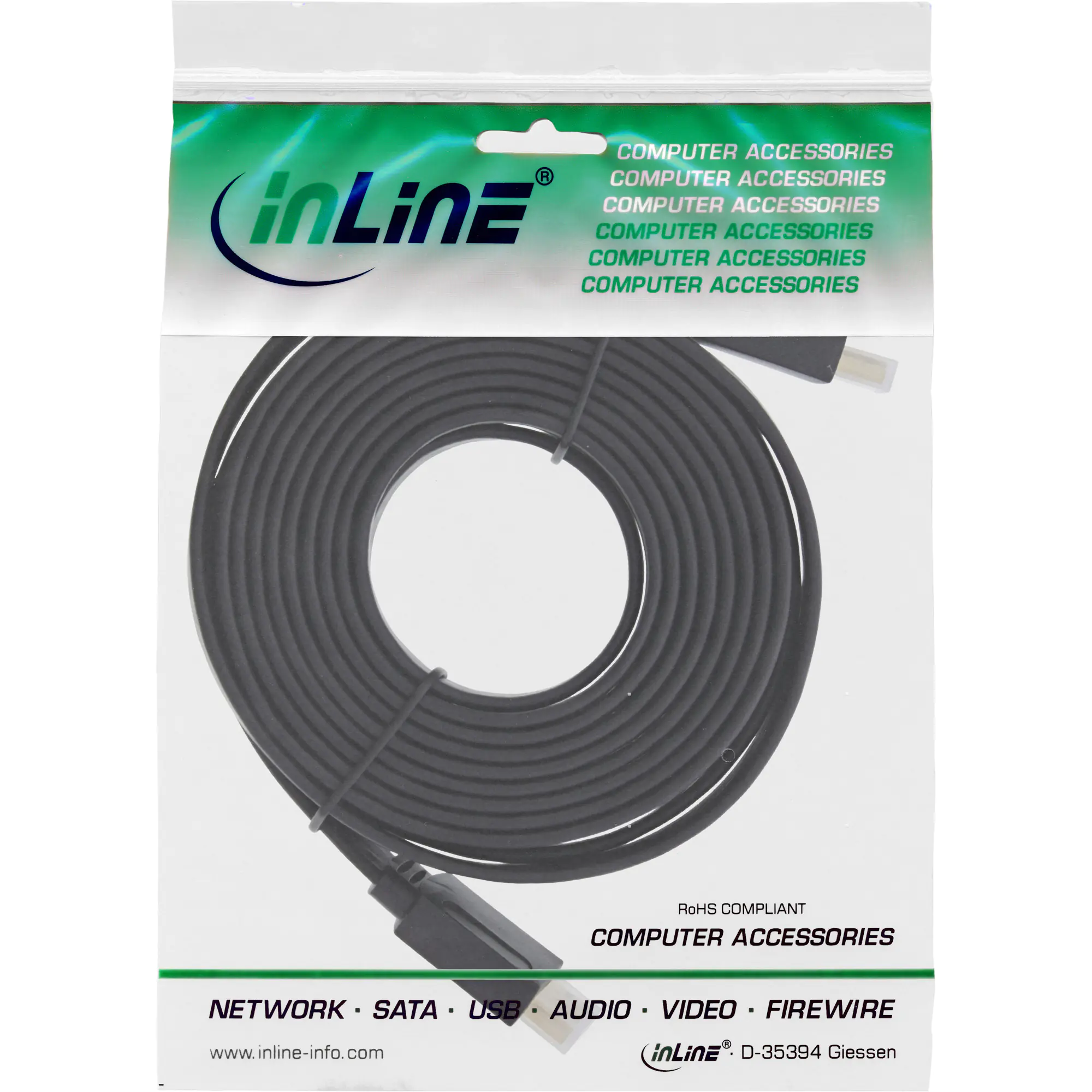 InLine High Speed - HDMI-Kabel mit Ethernet - HDMI männlich zu HDMI männlich - 2 m - Schwarz - flach