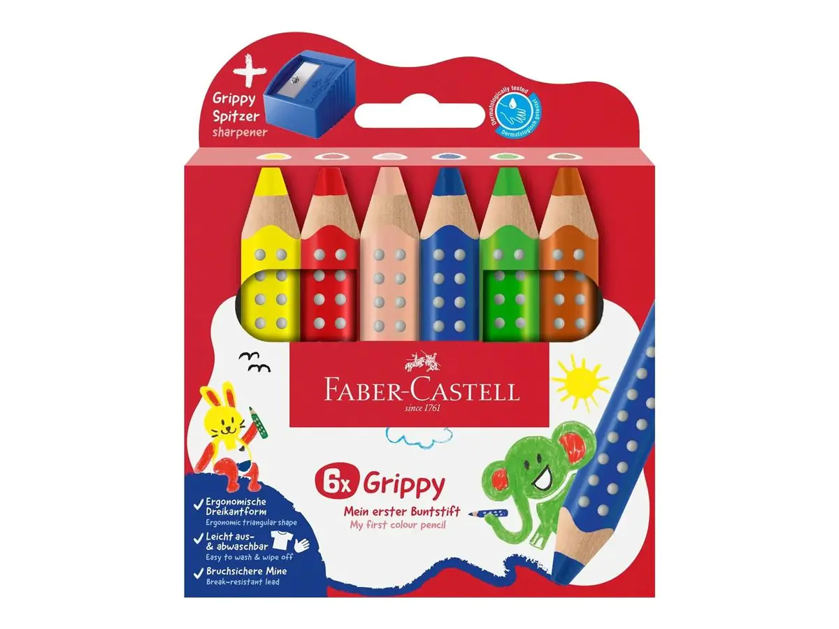 Faber-Castell Buntstiftset Grippy 110635 sort 6ST +Spitzer