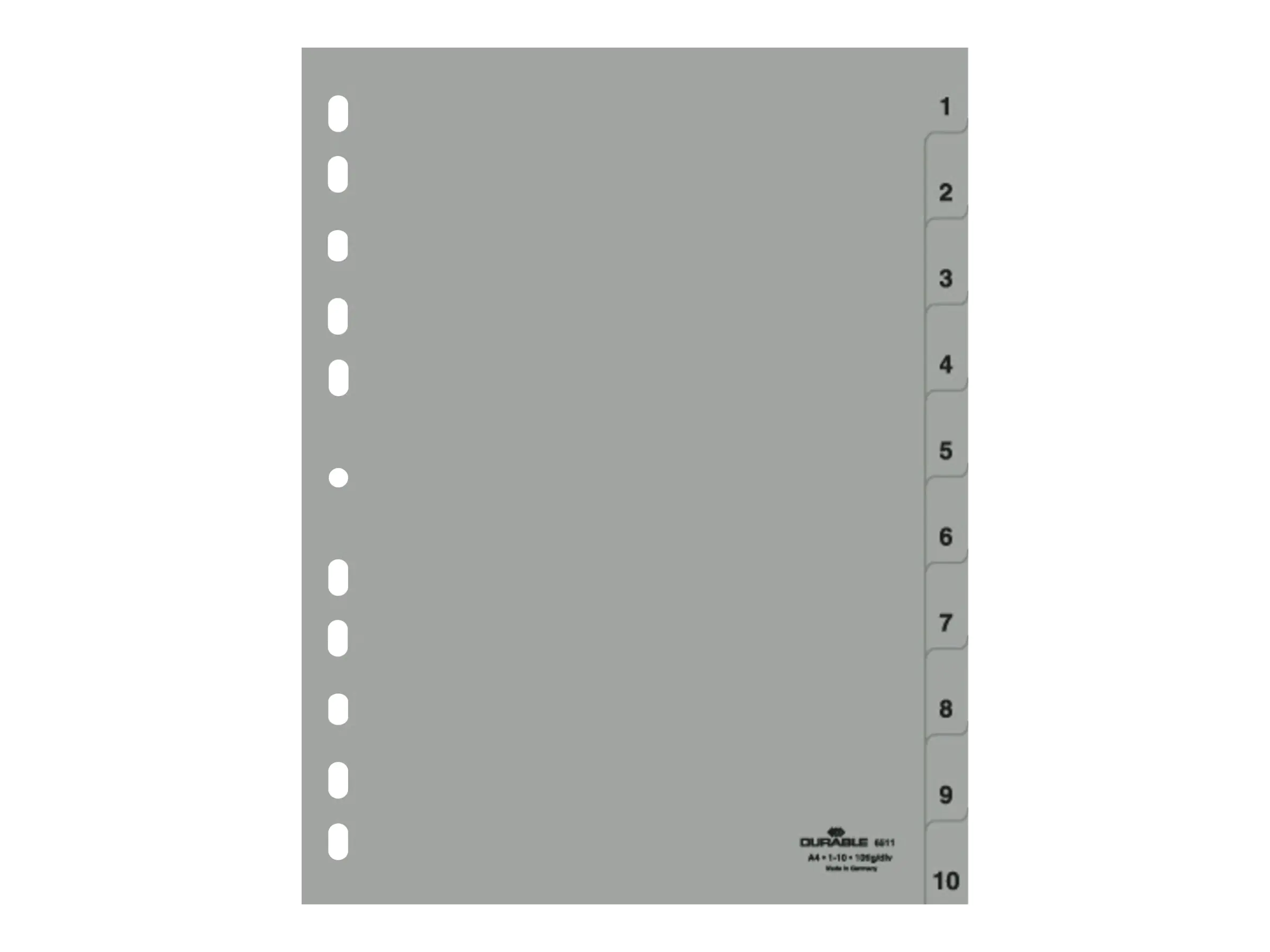 DURABLE Ordnerregister 651110 für A4 1-10 10tlg geprägte Taben