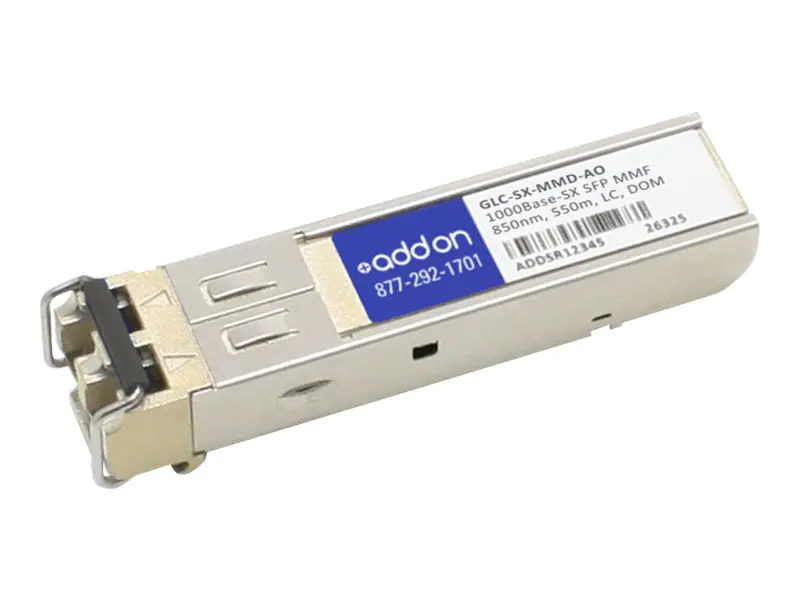 AddOn Cisco GLC-SX-MMD Compatible SFP Transceiver - SFP (Mini-GBIC)-Transceiver-Modul - GigE - 1000Base-SX - LC Multi-Mode - bis zu 550 m - 850 nm - für Cisco 38XX; Catalyst 3560, ESS9300; Integrated Services Router 11XX; Nexus 93XX, 93XXX