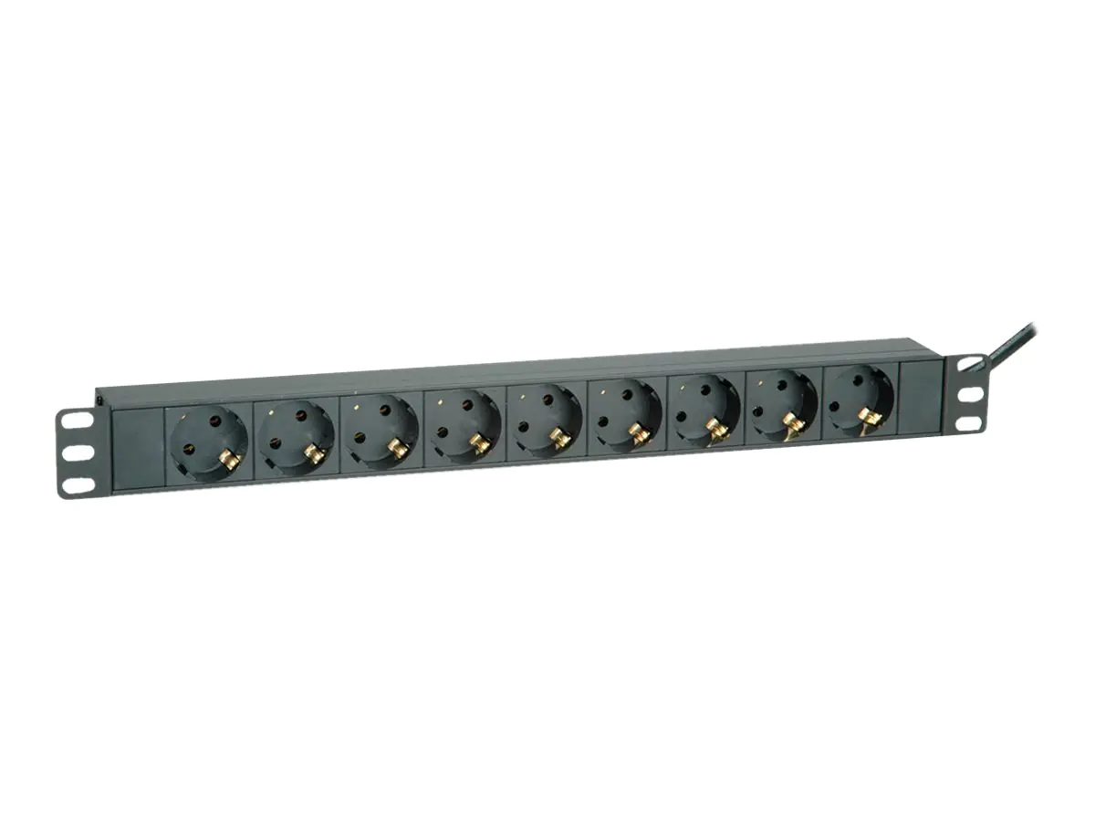 ROLINE Steckdosenleiste (Rack - einbaufähig) - 250 V - 3600 Watt - Ausgangsanschlüsse: 9 - 1U - 48.3 cm (19") 19.07.1621