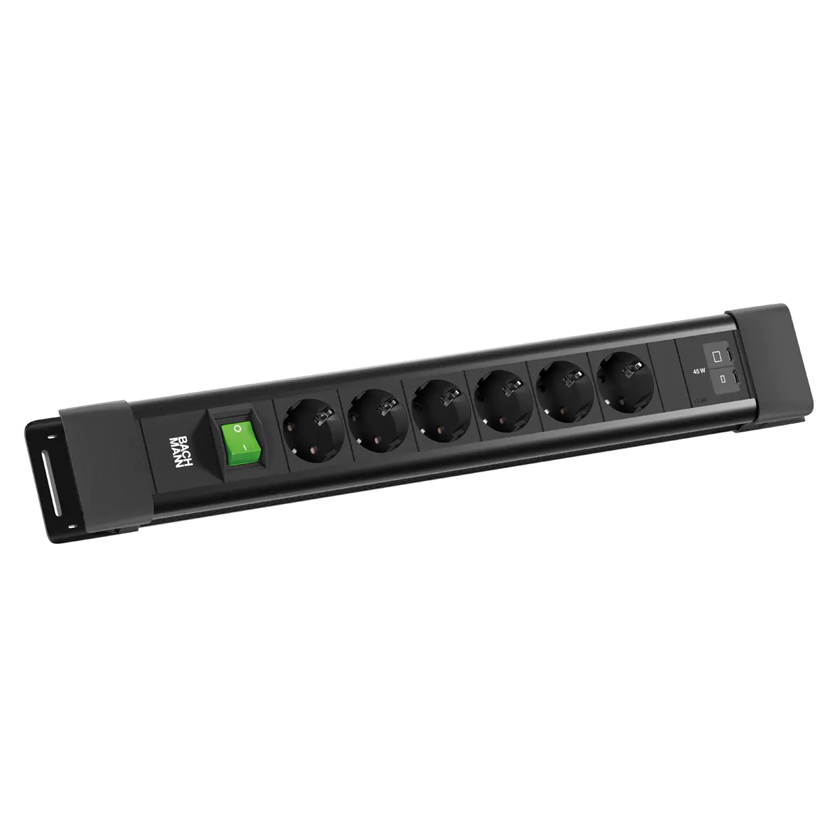 Bachmann CONNECTUS 6xCEE7/3 1xSchalter 1xUSB C/C 45W CEE7/7 schwarz BM0022772