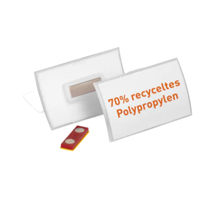DURABLE Namensschild CLICK FOLD 90 x 54 mm (B x H) inkl. blanko Einlagen Magnet transparent 10 St./Pack.
