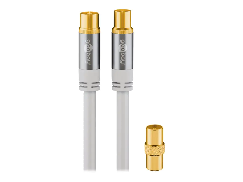 goobay - Antennenkabel - IEC-Anschluss weiblich zu IEC-Anschluss männlich - 3 m - 4-lagige Abschirmung - 135 dB - weiß - robust