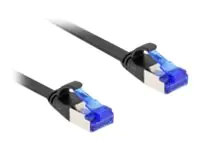 Delock - Patch-Kabel - RJ-45 (M) zu RJ-45 (M) - 1 m - U/FTP - CAT 6a - ohne Haken, flach - Schwarz