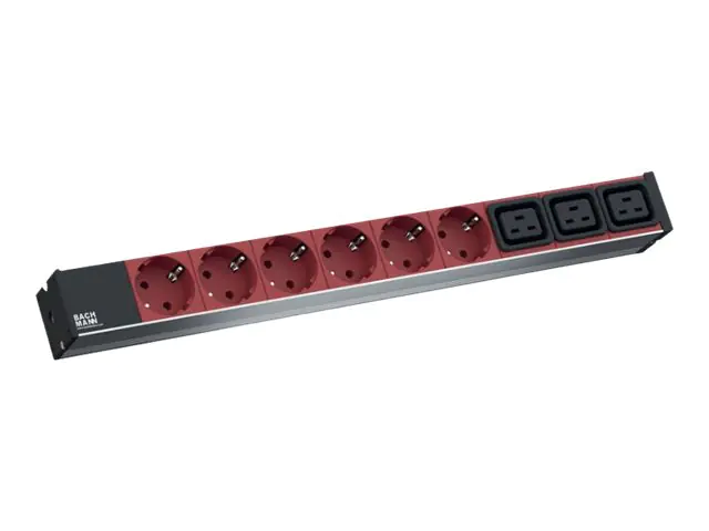 Bachmann Stromverteilungseinheit (Rack - einbaufähig) - Wechselstrom 230 V - 1-phasig - Eingabe, Eingang IEC 60320 C20 - Ausgangsanschlüsse: 9 (3 x IEC 60320 C19, 6 x Leistungs-CEE 7/3) 800.2333