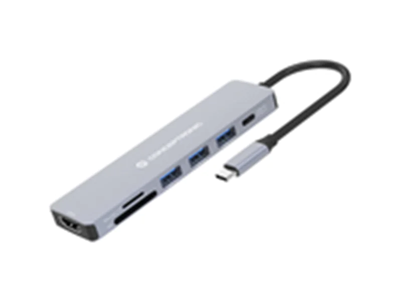 Conceptronic DONN19G 7-in-1 Usb 3.2 Gen 1 Dockingstation - Hdmi - Usb-A 3.0 x 3 - SD - TF/MicroSD