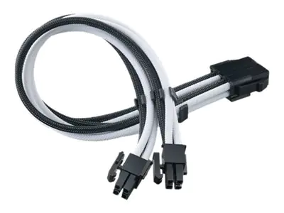 SilverStone PP07E - Spannungsversorgungs-Verlängerungskabel - 8-poliges EPS12V (4+4) (M) zu 8-poliges EPS12V (W) - 30 cm - Schwarz, weiß