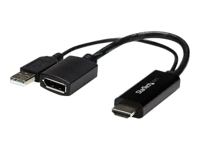 StarTech 4K 30Hz HDMI to DisplayPort Video Adapter w/ USB Power - 6 in - HDMI 1.4 (Male) to DP 1.2 (Female) Active Monitor Converter (HD2DP) - Adapterkabel - HDMI, USB (nur Strom) männlich zu DisplayPort weiblich - 25.5 cm - Schwarz - aktiv, unterstützt 4 StarTech 4K 30Hz HDMI to DisplayPort Video Adapter w/ USB Power - 6 in - HDMI 1.4 (Male) to DP 1.2 (Female) Active Monitor Converter (HD2DP) - Adapterkabel - HDMI, USB (nur Strom) männlich zu DisplayPort weiblich - 25.5 cm - Schwarz - aktiv, unterstützt 4