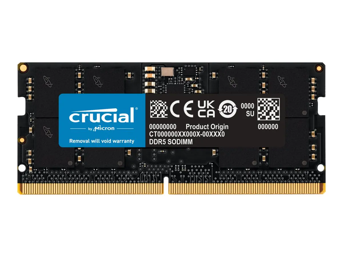 Crucial - DDR5 - Modul - 16 GB - SO DIMM 262-PIN - 5600 MHz / PC5-44800 - CL46 - 1.1 V - non-ECC Crucial - DDR5 - Modul - 16 GB - SO DIMM 262-PIN - 5600 MHz / PC5-44800 - CL46 - 1.1 V - non-ECC