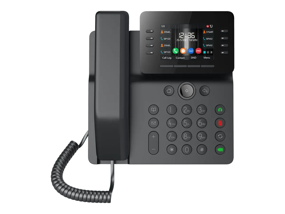 Fanvil V64 - VoIP-Telefon mit Rufnummernanzeige/Anklopffunktion - Sechsweg Anruffunktion - SIP, RTCP, RTP, SRTP, SIP v2 over TLS, SIP v2 over UDP, SIP v2 over TCP - 12 Leitungen - Gun Metal