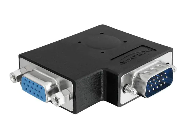 Delock Adapter VGA male / female 90° angled - VGA-Adapter - HD-15 (VGA) (M) zu HD-15 (VGA) (W) - 90° Stecker, Daumenschrauben
