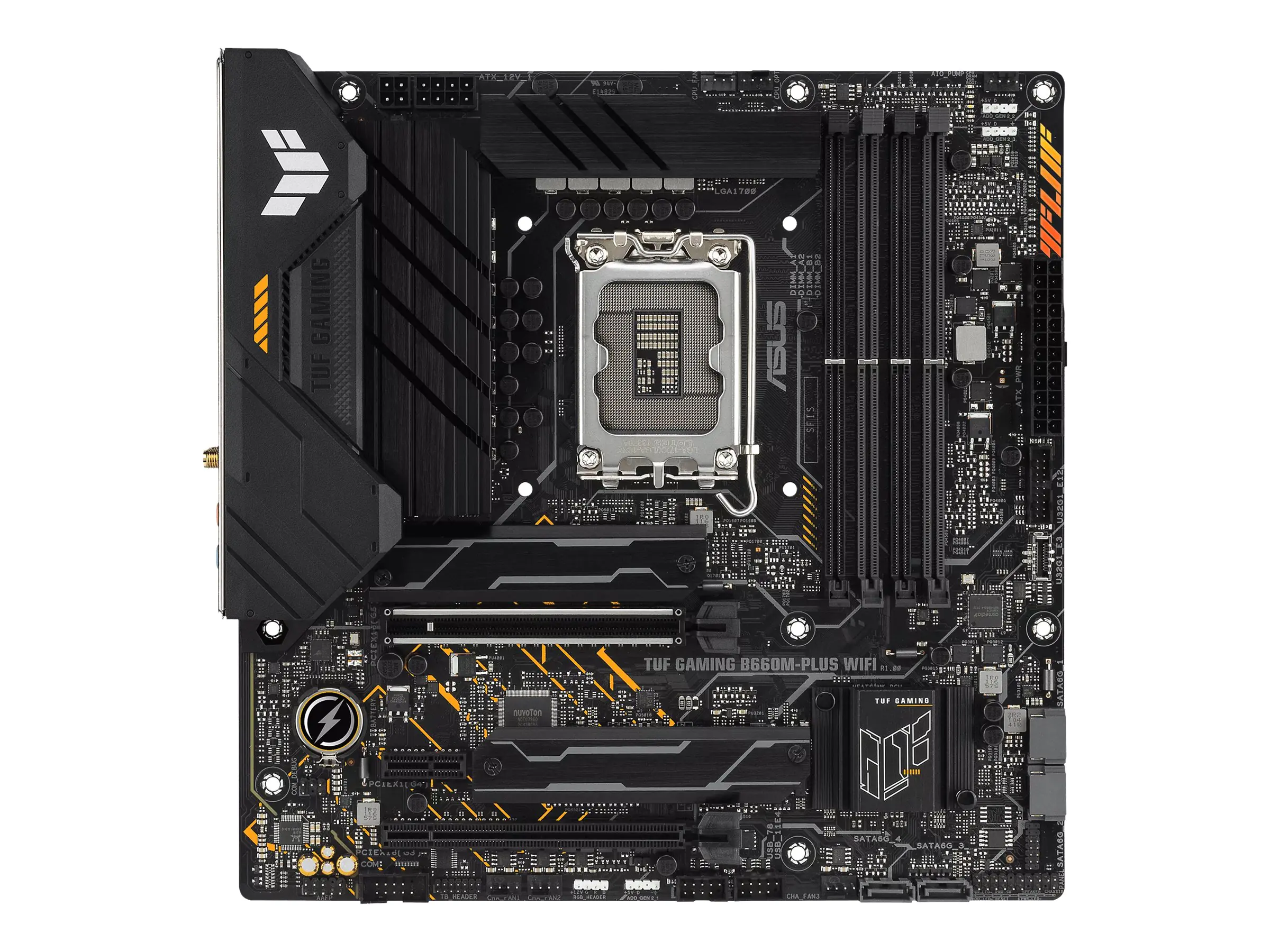 ASUS TUF GAMING B660M-PLUS WIFI - Motherboard - micro ATX - LGA1700-Sockel - B660 Chipsatz - USB-C Gen1, USB 3.2 Gen 1, USB 3.2 Gen 2, USB-C Gen 2x2 - 2.5 Gigabit LAN, Wi-Fi 6, Bluetooth - Onboard-Grafik (CPU erforderlich) - HD Audio (8-Kanal)