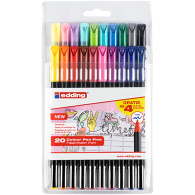 edding Fasermaler 1200 colourpen 1mm farbig sortiert nicht auswaschbar 16+4 St./Pack. edding Fasermaler 1200 colourpen 1mm farbig sortiert nicht auswaschbar 16+4 St./Pack.