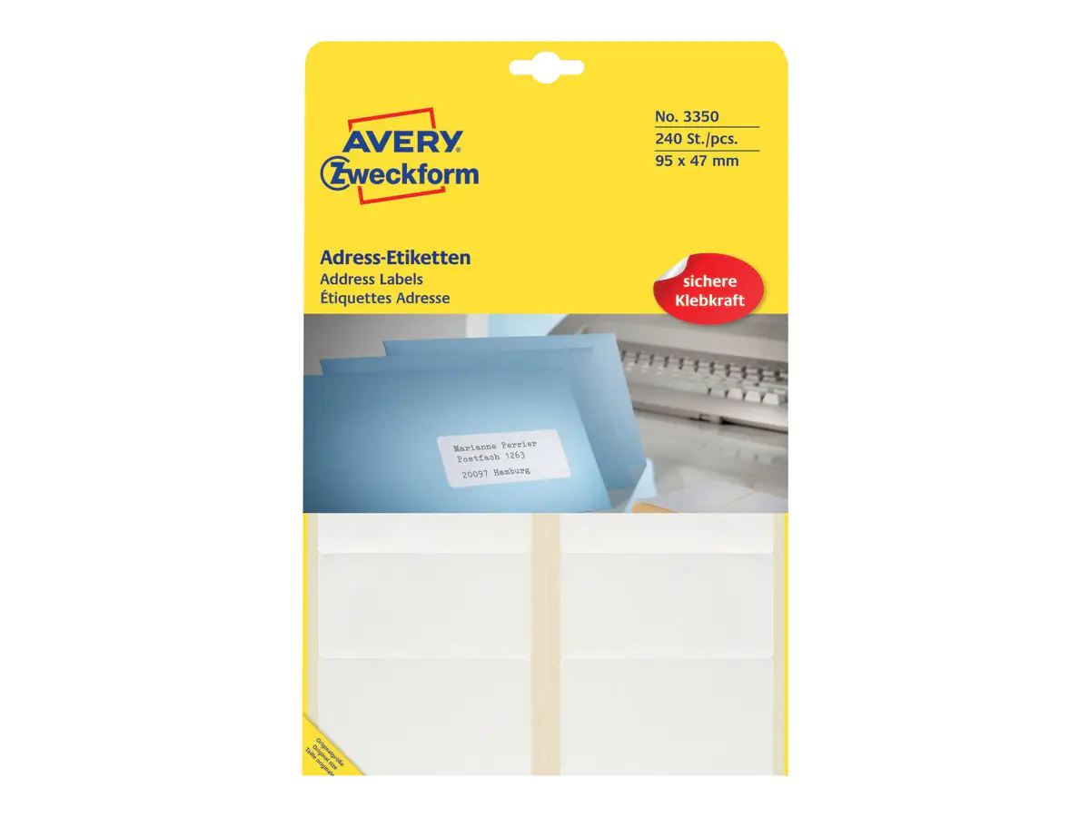 Avery Zweckform Adressetikett 3350 95x47mm weiß 240 St./Pack.