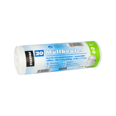 PAPSTAR Müllbeutel 12104 72x60cm 60l LDPE weiß 20 St./Pack. PAPSTAR Müllbeutel 12104 72x60cm 60l LDPE weiß 20 St./Pack.