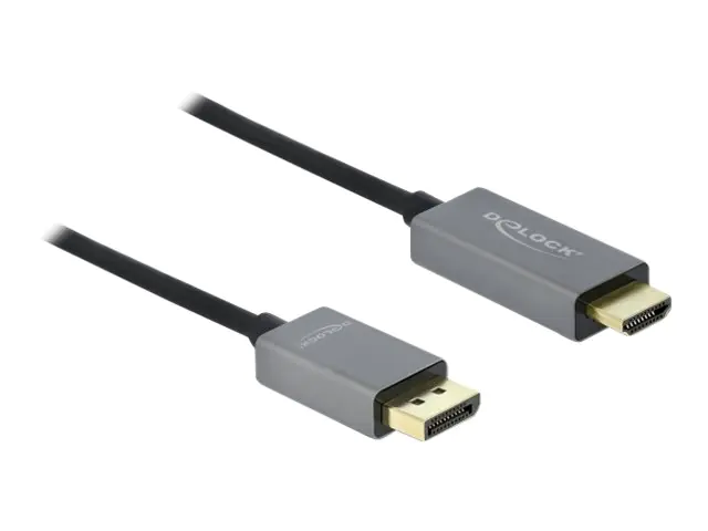 Delock - Adapterkabel - DisplayPort männlich zu HDMI männlich - 2 m - Grau, Schwarz - 4K Unterstützung, aktiv