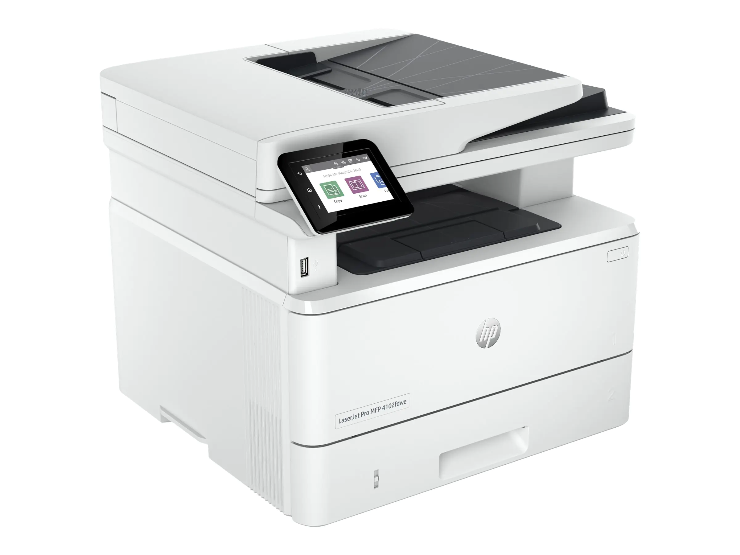 HP LaserJet Pro MFP 4102fdwe - Multifunktionsdrucker - s/w - Laser - Legal (216 x 356 mm) (Original) - A4/Legal (Medien) - bis zu 38 Seiten/Min. (Kopieren) - bis zu 40 Seiten/Min. (Drucken) - 350 Blatt - 33.6 Kbps - Gigabit LAN, Wi-Fi(n), USB, USB-Host, U