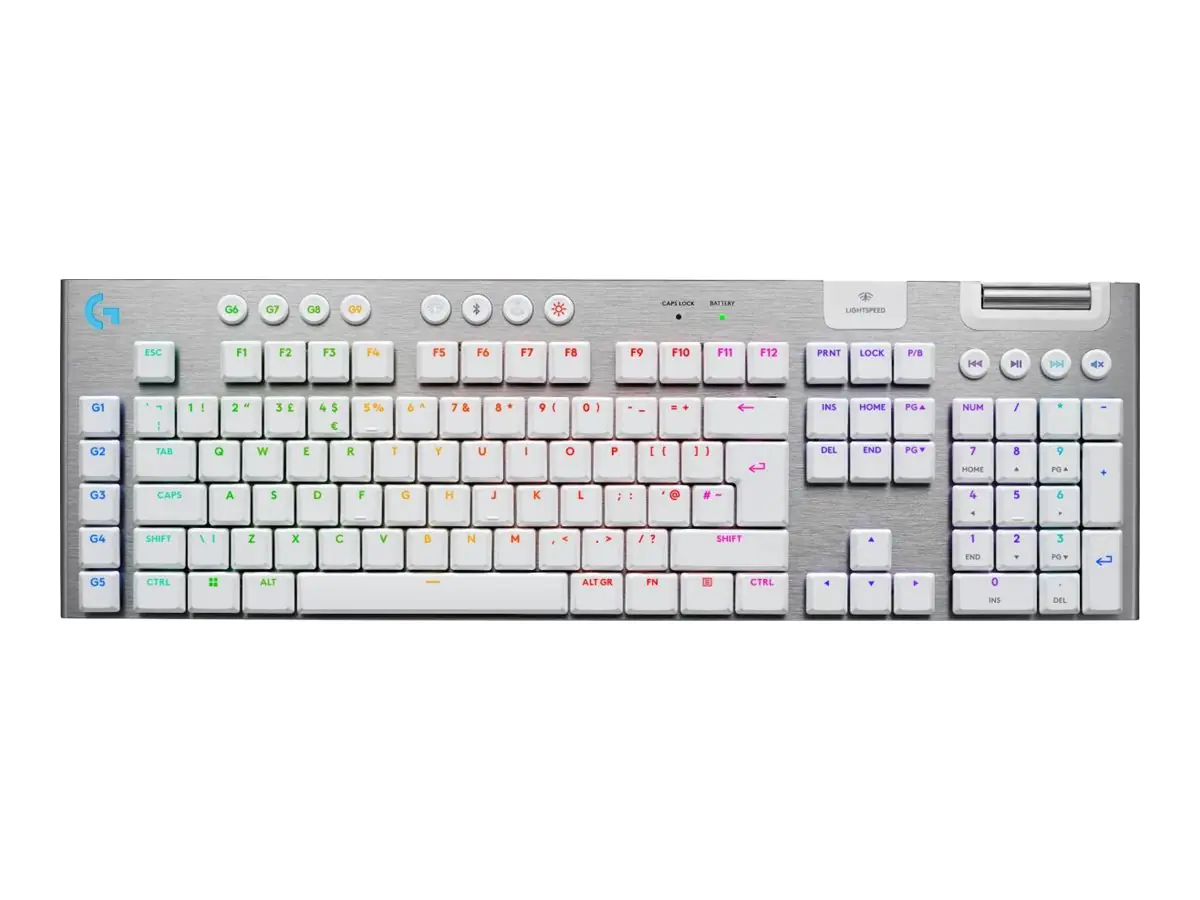 Logitech G G915 X - Tastatur - LIGHTSPEED - Hintergrundbeleuchtung - kabellos - 2.4 GHz, Bluetooth, USB - QWERTY - Englisch - Tastenschalter: GL Tactile - weiß