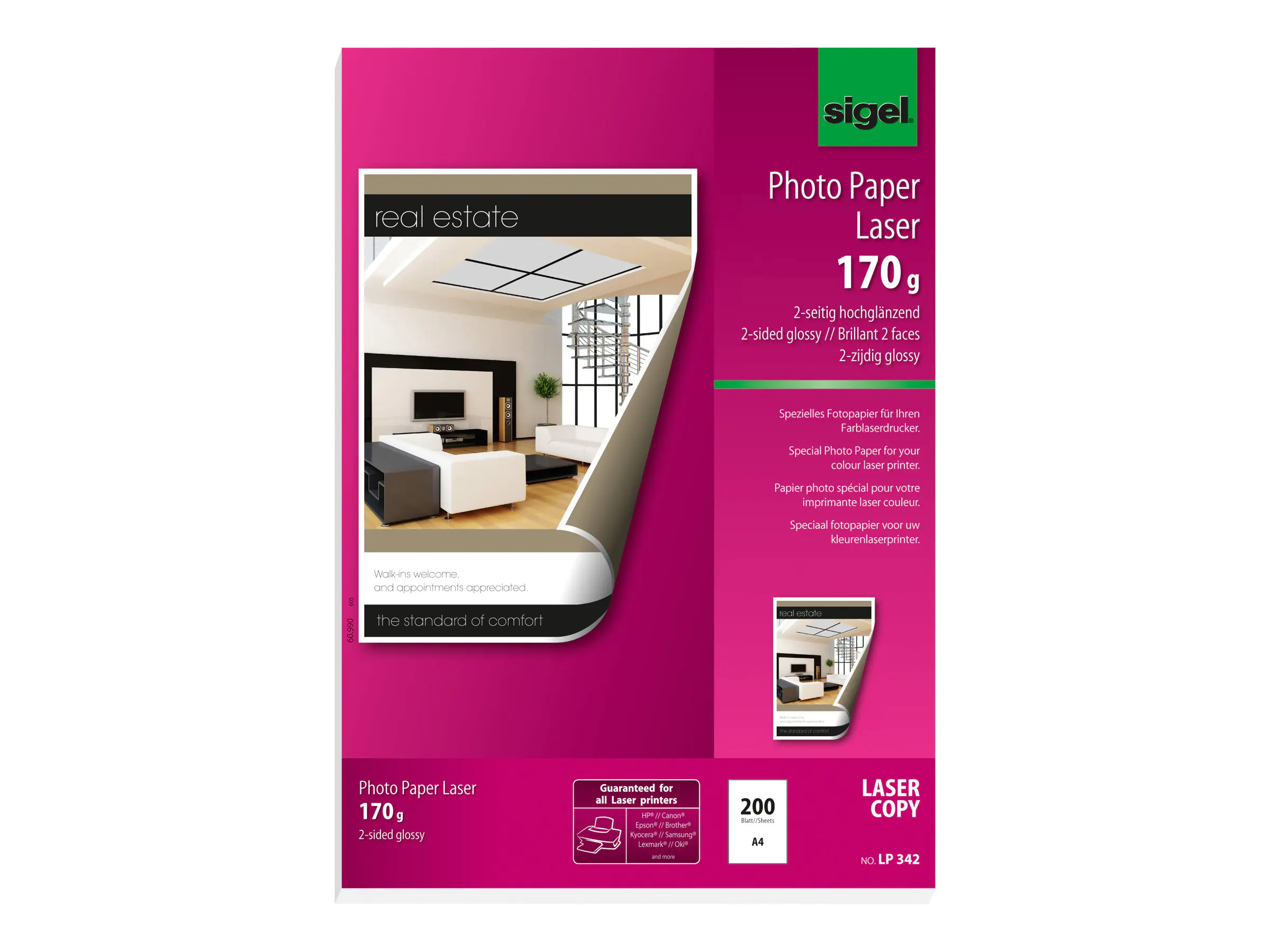 Sigel Photo Paper for Colour Laser/Copier LP342 - Glänzend - A4 (210 x 297 mm)