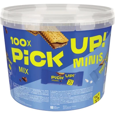 PiCK UP! Schokoriegel minis CHOCO & MILK 50 x Choco, 50 x Choco & Milk. 100 x 10,6 g/Pack.