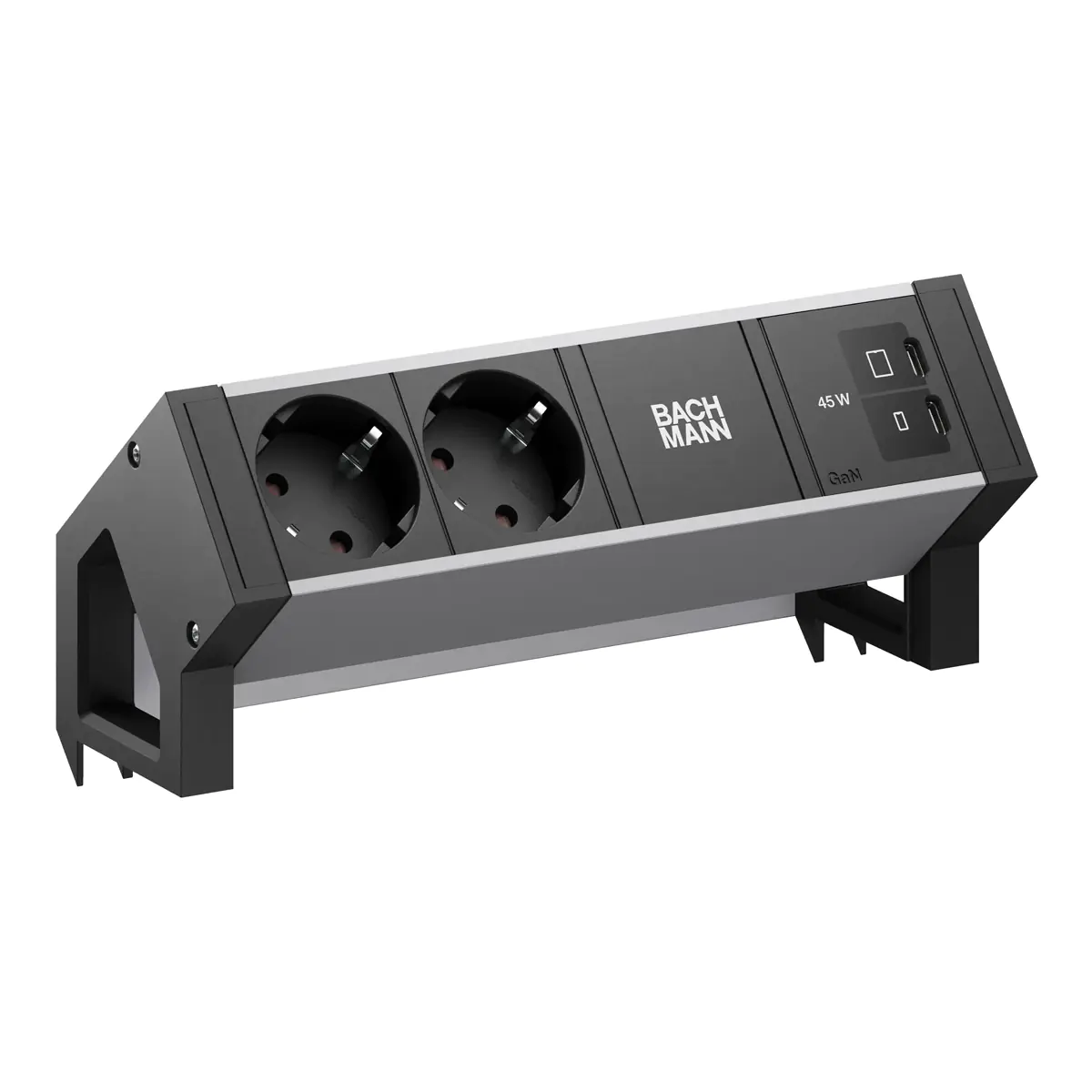 Bachmann BM0022045 - DESK2 ALU BLACK 2xCEE7/3 1xUSB C/C 45W RAL9005 - Zubehör Stromversorgung