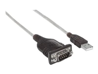 Manhattan USB-A to Serial Converter cable, 45cm, Male to Male, Serial/RS232/COM/DB9, Prolific PL-2303RA Chip, Equivalent to Startech ICUSB232V2, Black/Silver cable, Three Year Warranty, Polybag - Serieller Adapter - USB - RS-232 x 1 Manhattan USB-A to Serial Converter cable, 45cm, Male to Male, Serial/RS232/COM/DB9, Prolific PL-2303RA Chip, Equivalent to Startech ICUSB232V2, Black/Silver cable, Three Year Warranty, Polybag - Serieller Adapter - USB - RS-232 x 1