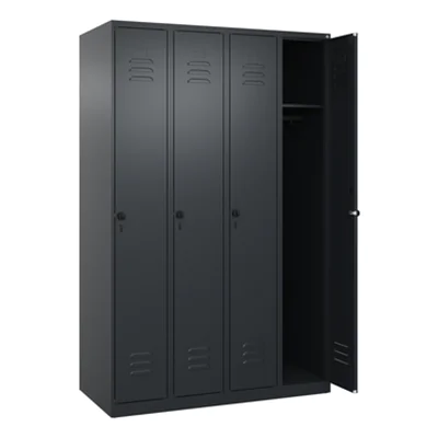 C+P Kleiderspind Classic PLUS 1.200 x 1.850 x 500 mm (B x H x T) 4 Abteile Stahl schwarzgrau