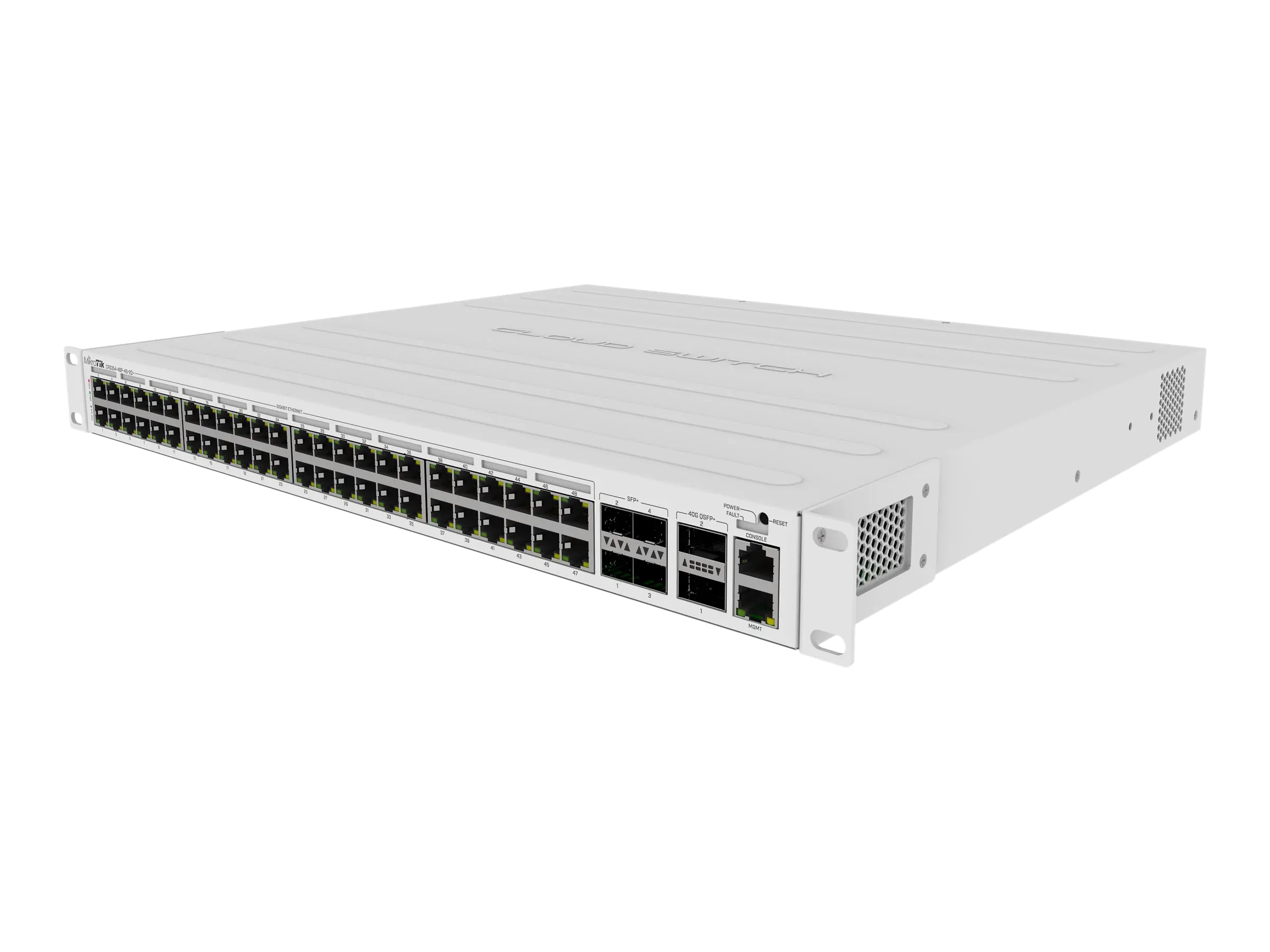 MikroTik CRS354-48P-4S+2Q+RM - Switch - L3 - 48 x 10/100/1000 (PoE+) + 4 x 10 Gigabit SFP+ + 2 x 40 Gigabit QSFP+ - Desktop, an Rack montierbar - PoE+ (700 W) MikroTik CRS354-48P-4S+2Q+RM - Switch - L3 - 48 x 10/100/1000 (PoE+) + 4 x 10 Gigabit SFP+ + 2 x 40 Gigabit QSFP+ - Desktop, an Rack montierbar - PoE+ (700 W)