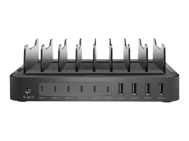 LogiLink Ladestation - 120 Watt - 4.8 A - PD 3.0, QC 3.0 - 10 Ausgabeanschlussstellen (4 x USB, 6 x USB-C) PA0327