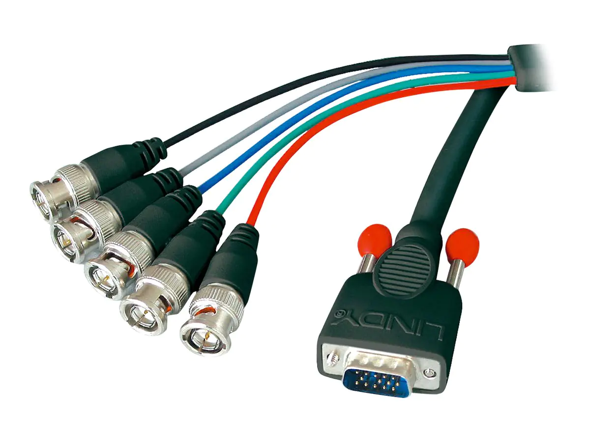Lindy - VGA-Kabel - HD-15 (VGA) (M) zu BNC (M) - 1.5 m - geformt, Daumenschrauben - Schwarz