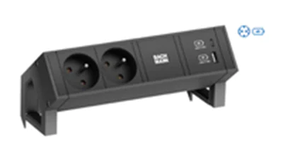 Bachmann Desk 2 Steckdosenleiste PURE BLACK 2 x Schutzkontakt 1 USB A/C - Steckdosenleiste 902.962