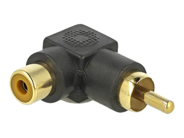Delock - Audio-Adapter - RCA männlich zu RCA weiblich - Schwarz - gewinkelt