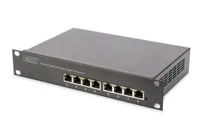 DIGITUS DN-95331 - Switch - L2+ - managed - 8 x 10/100/1000 (PoE+) - Desktop, an Rack montierbar - PoE+ (80 W)