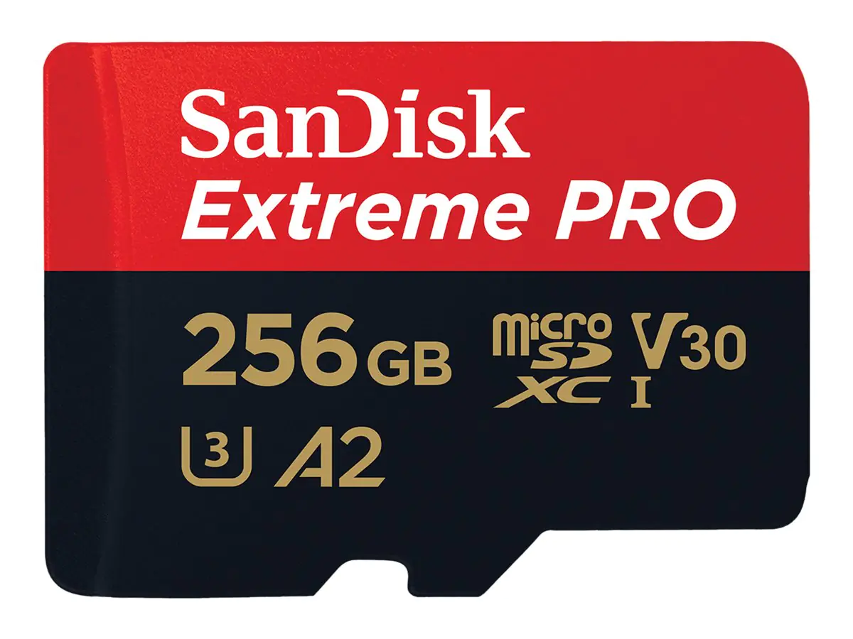 SanDisk Extreme Pro - Flash-Speicherkarte (microSDXC-an-SD-Adapter inbegriffen) - 256 GB - A2 / Video Class V30 / UHS-I U3 / Class10 - microSDXC UHS-I SanDisk Extreme Pro - Flash-Speicherkarte (microSDXC-an-SD-Adapter inbegriffen) - 256 GB - A2 / Video Class V30 / UHS-I U3 / Class10 - microSDXC UHS-I