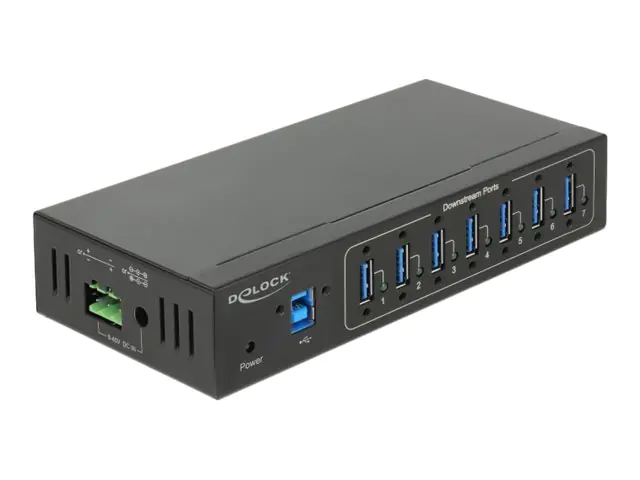 Delock External Industry Hub 7 x USB 3.0 Type-A with 15 kV ESD protection - Hub - 7 x SuperSpeed USB 3.0 - wandmontierbar - Gleichstrom